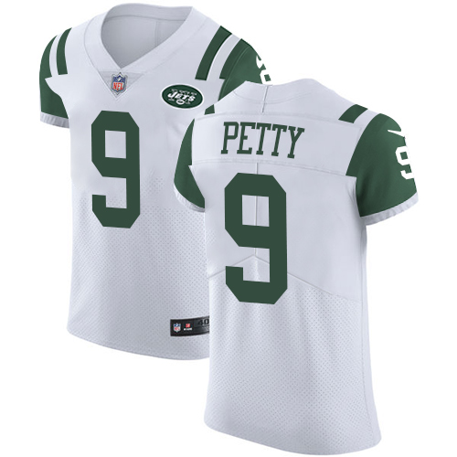 Nike Jets #9 Bryce Petty White Men's Stitched NFL Vapor Untouchable Elite Jersey - Click Image to Close